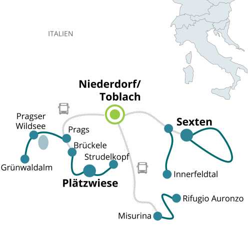 Tourenkarte WINTERWANDERN IN DEN DOLOMITEN